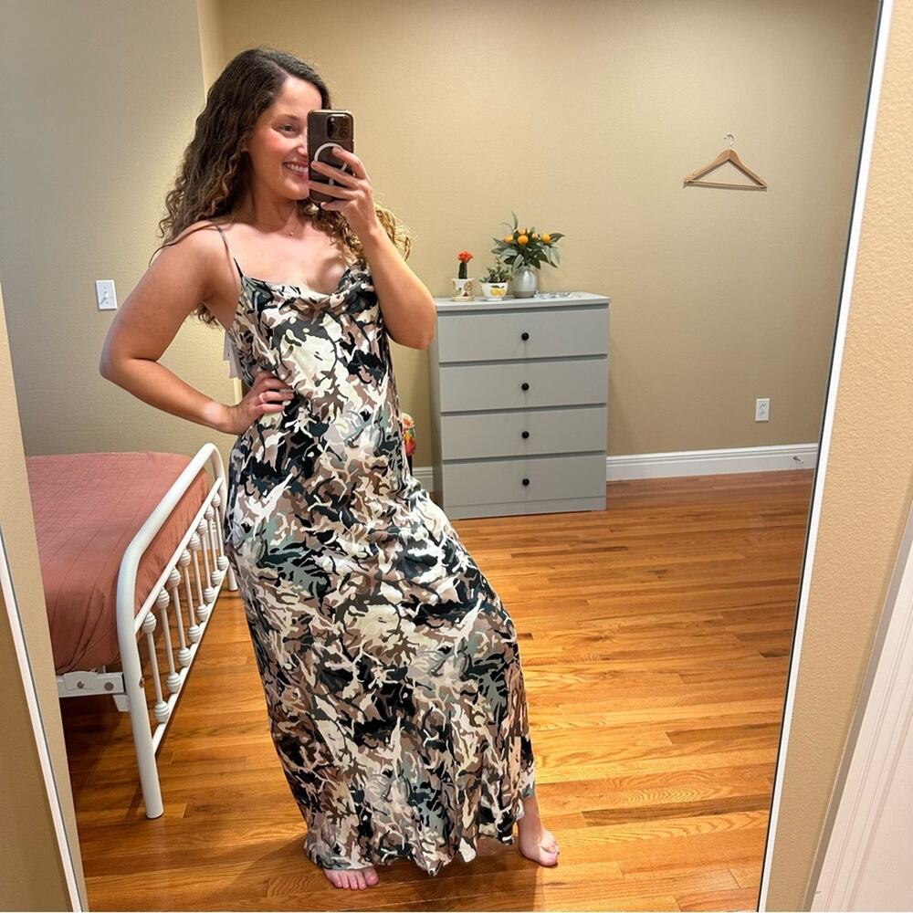 NWT Tuckernuck Munthe Green Neutral Sexy Camo Maxi Dress 8 - Picture 2 of 16